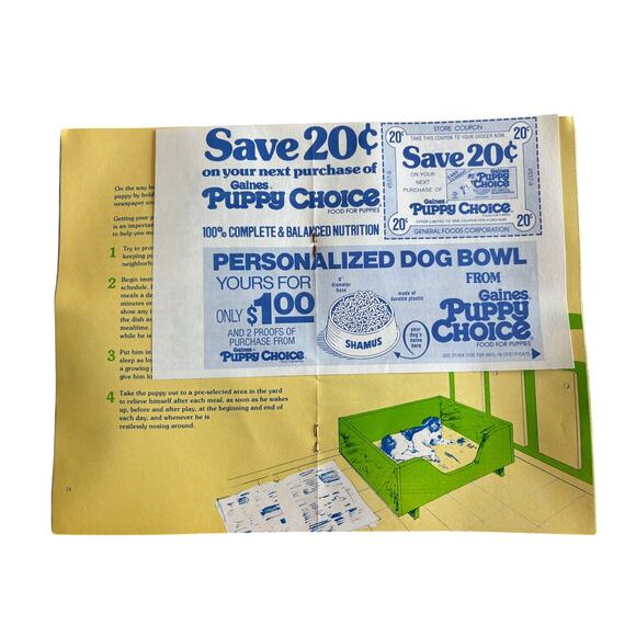 Puppy Care Book Gaines Dog Food Advertisement VTG 1977 General Mills Paperback - Picture 3 of 6